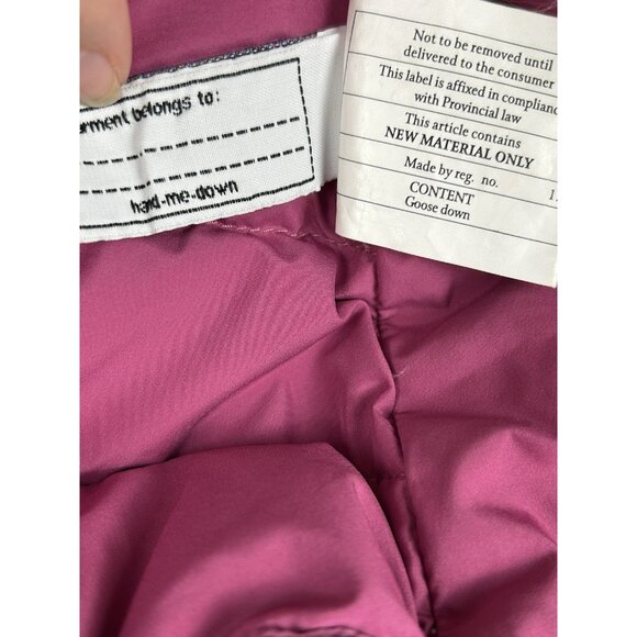 Patagonia Girls XL 14  Hi-Loft Down Sweater Hoody Hooded Puffer Jacket Pink - Picture 7 of 16